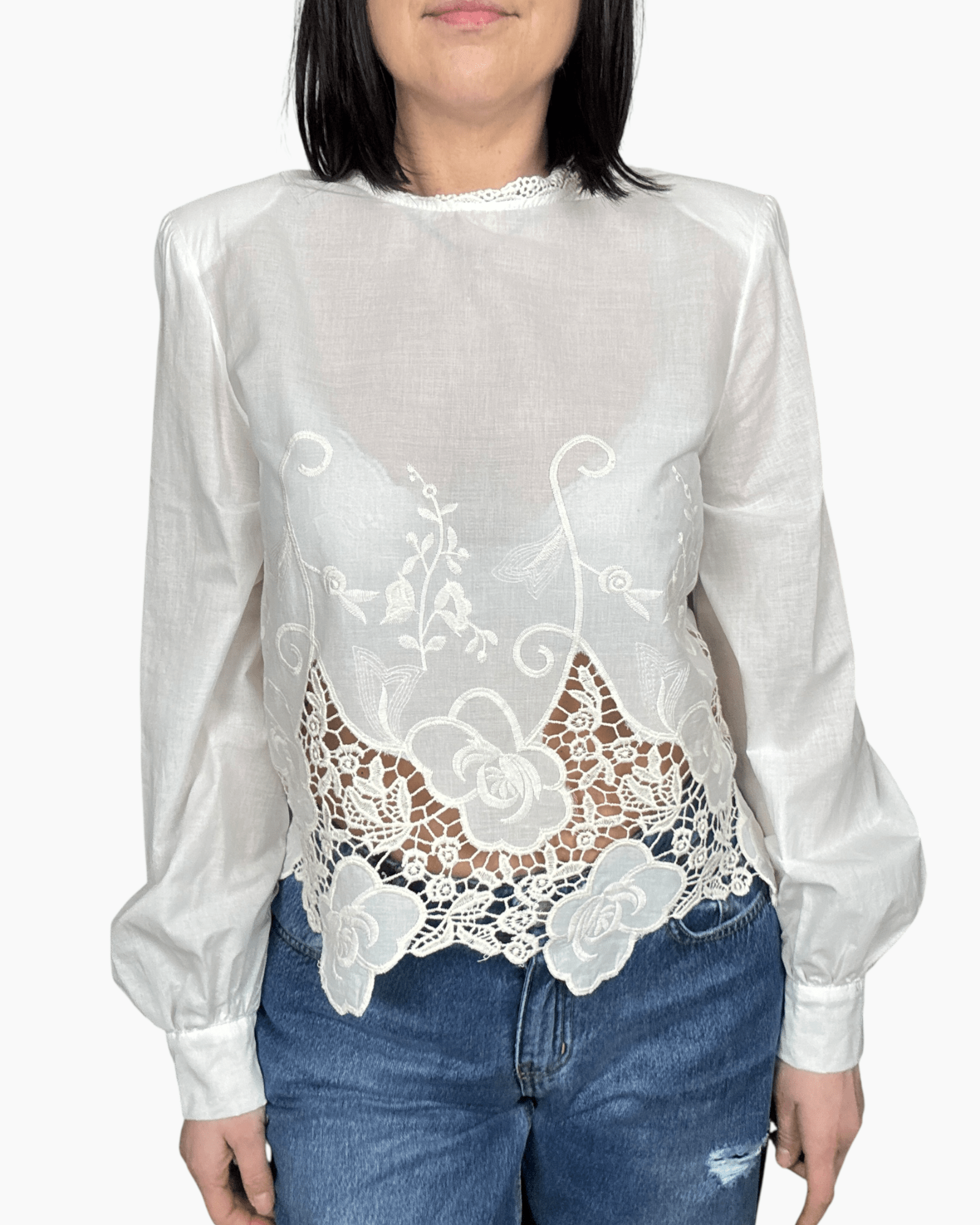 CAMICIA CON OVATTA IN PIZZO TENSIONE IN - XE BLU ABBIGLIAMENTO