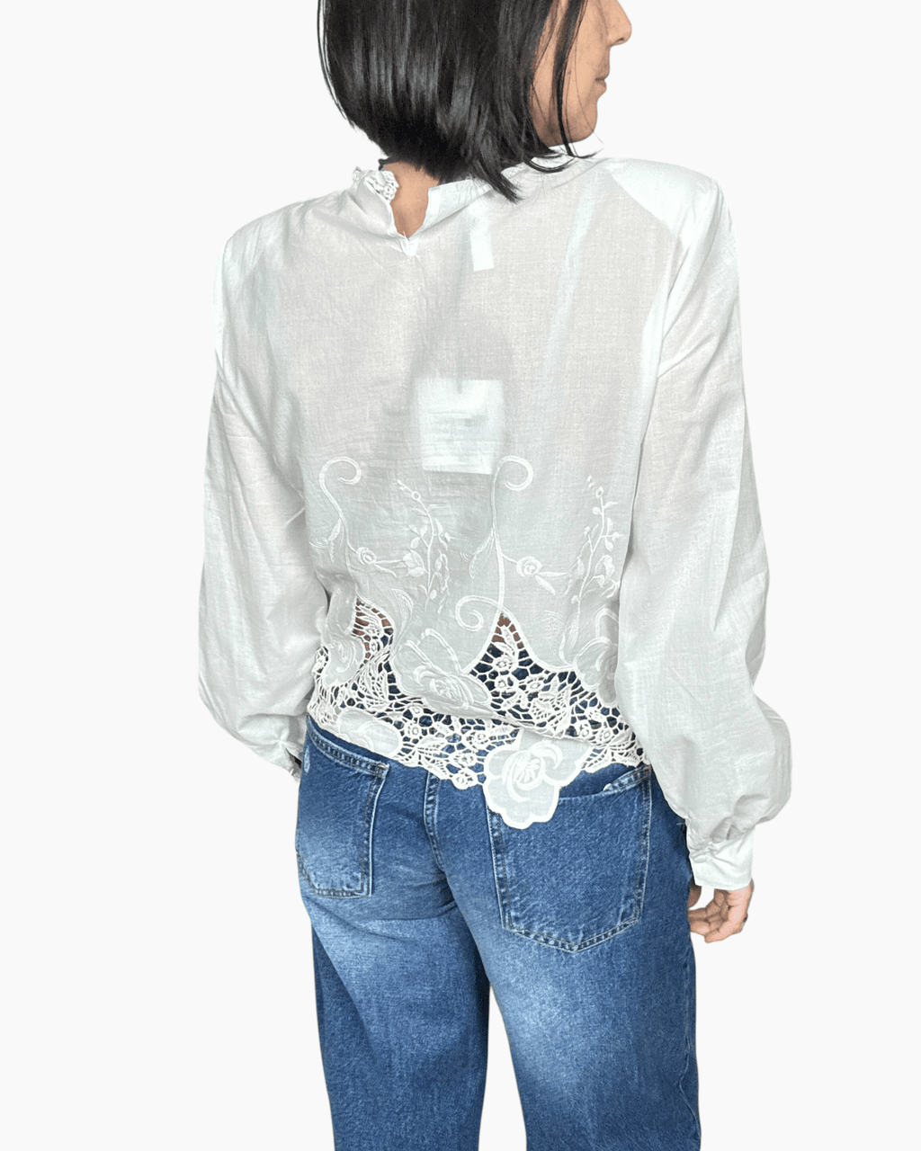 CAMICIA CON OVATTA IN PIZZO TENSIONE IN - XE BLU ABBIGLIAMENTO