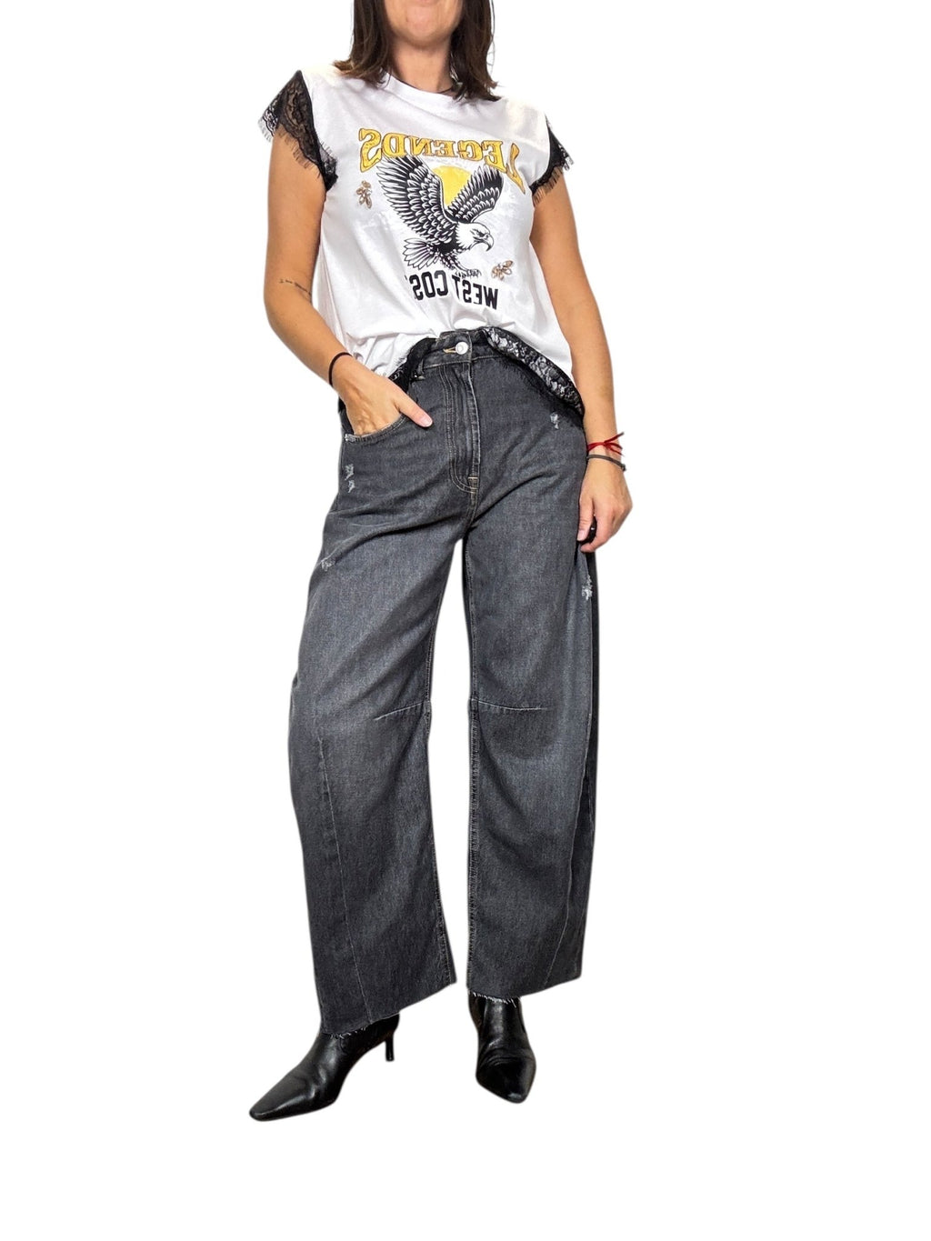 JEANS BARBARA NERO + ROTTURE HAVEONE - XE BLU ABBIGLIAMENTO