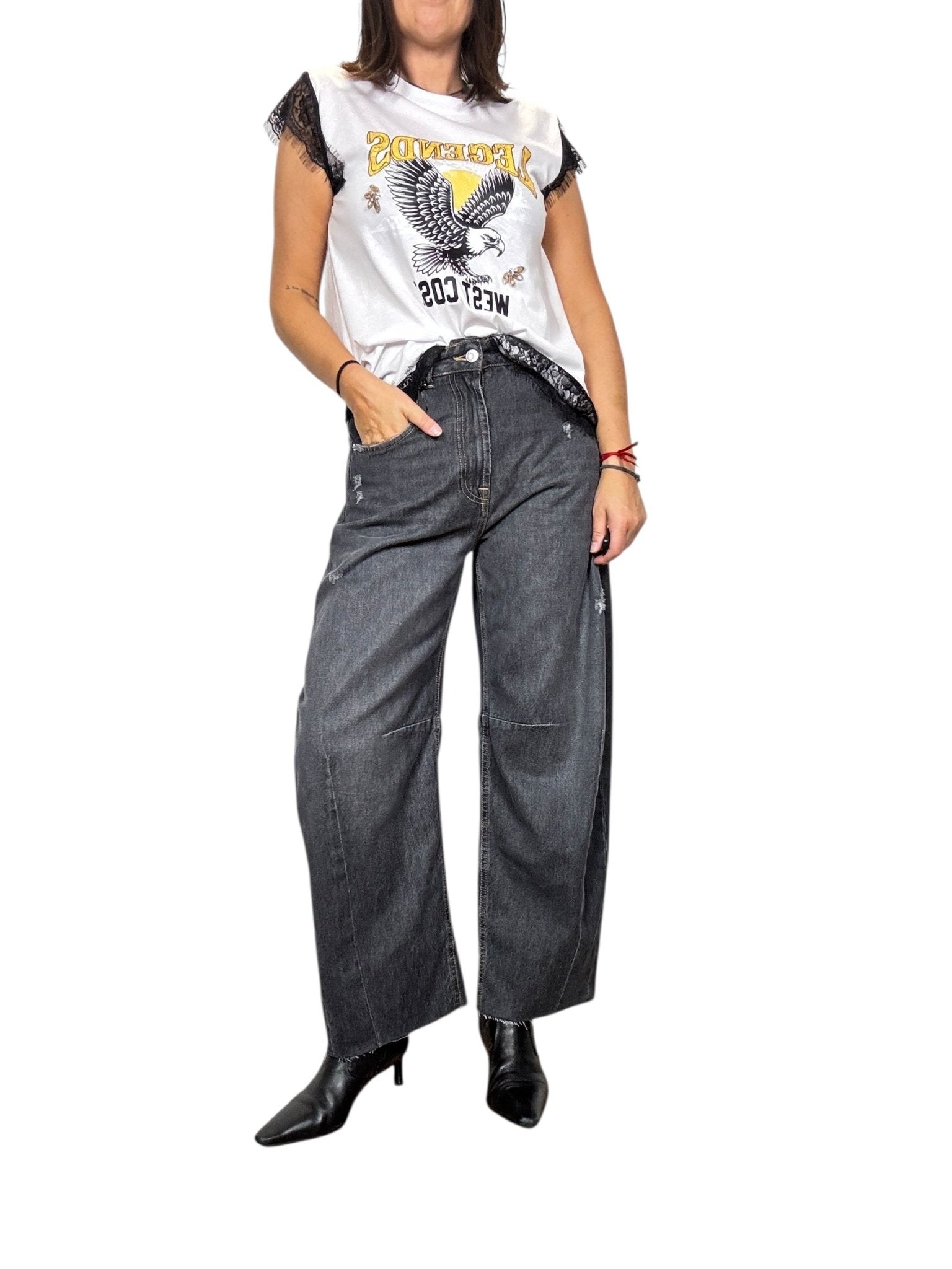 JEANS BARBARA NERO + ROTTURE HAVEONE - XE BLU ABBIGLIAMENTO