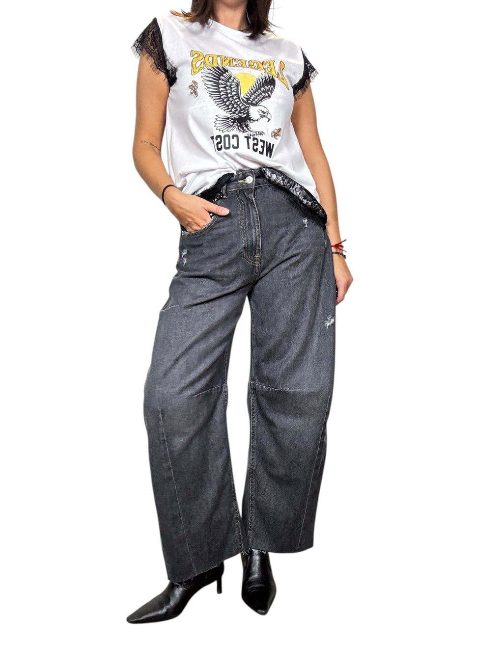 JEANS BARBARA NERO + ROTTURE HAVEONE - XE BLU ABBIGLIAMENTO