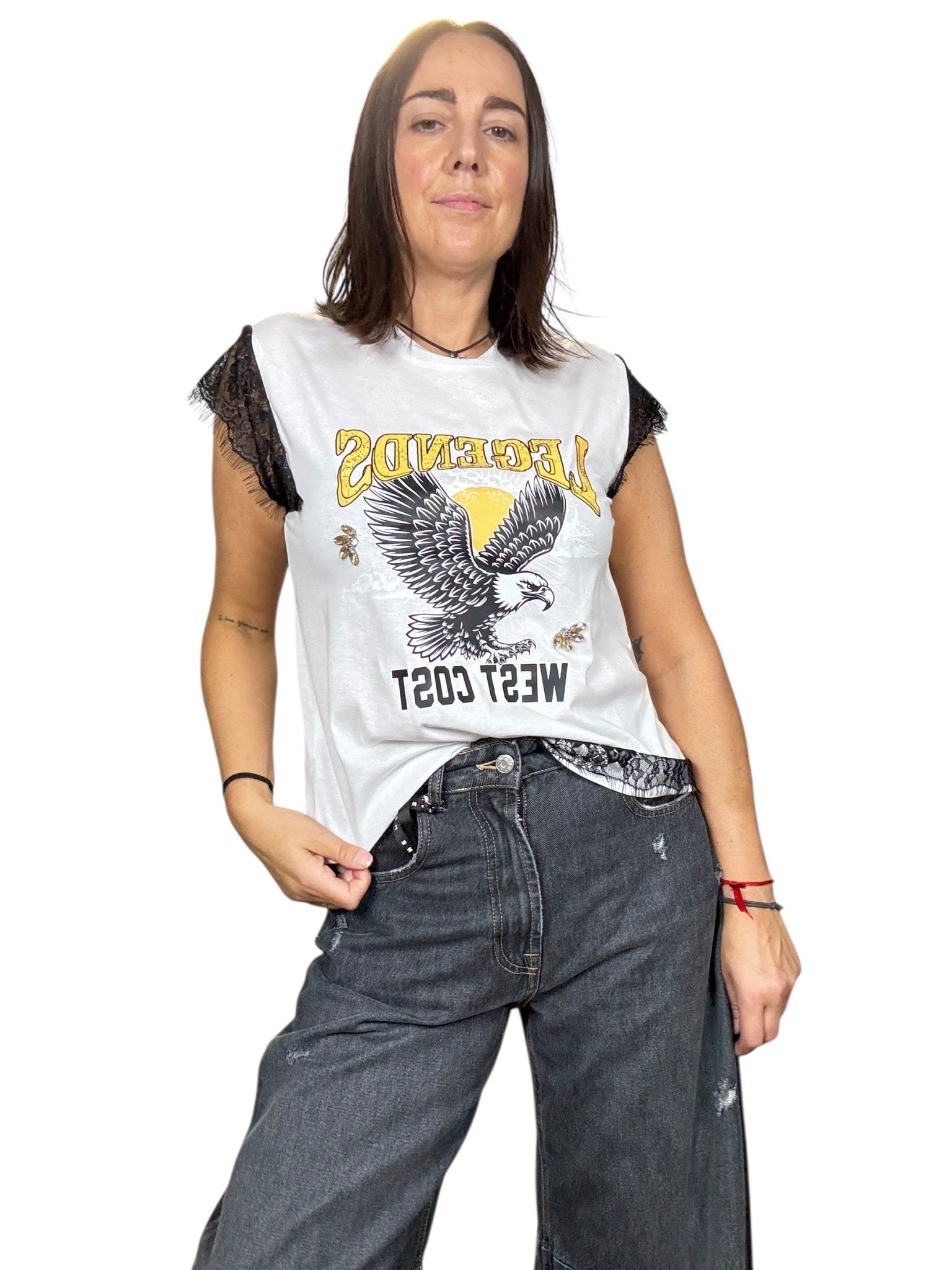 T - SHIRT SMANICATA STAMPA ROCK DIXIE - XE BLU ABBIGLIAMENTO