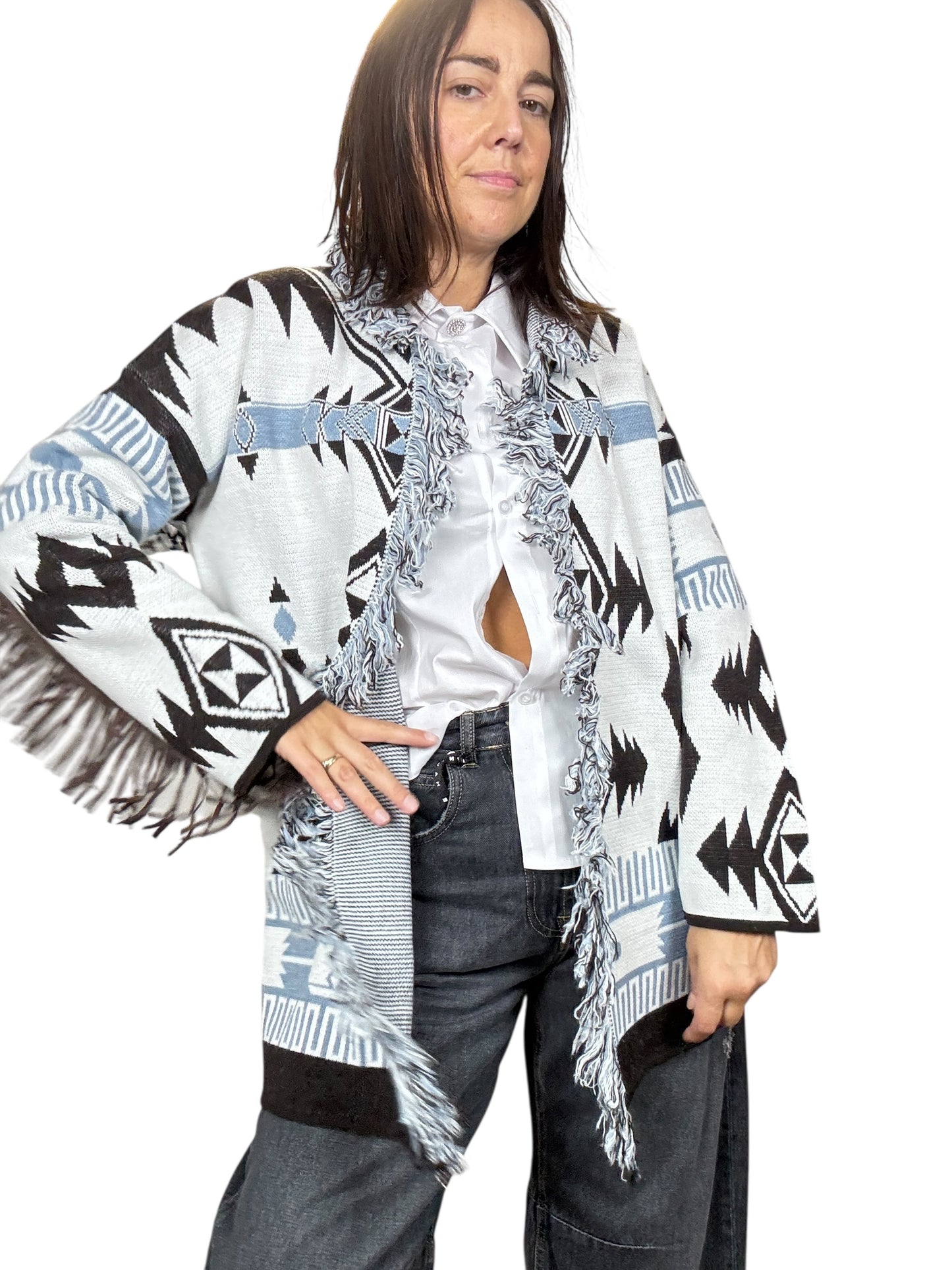 CARDIGAN ALANUI GRIGIO-AZZURRO VICOLO