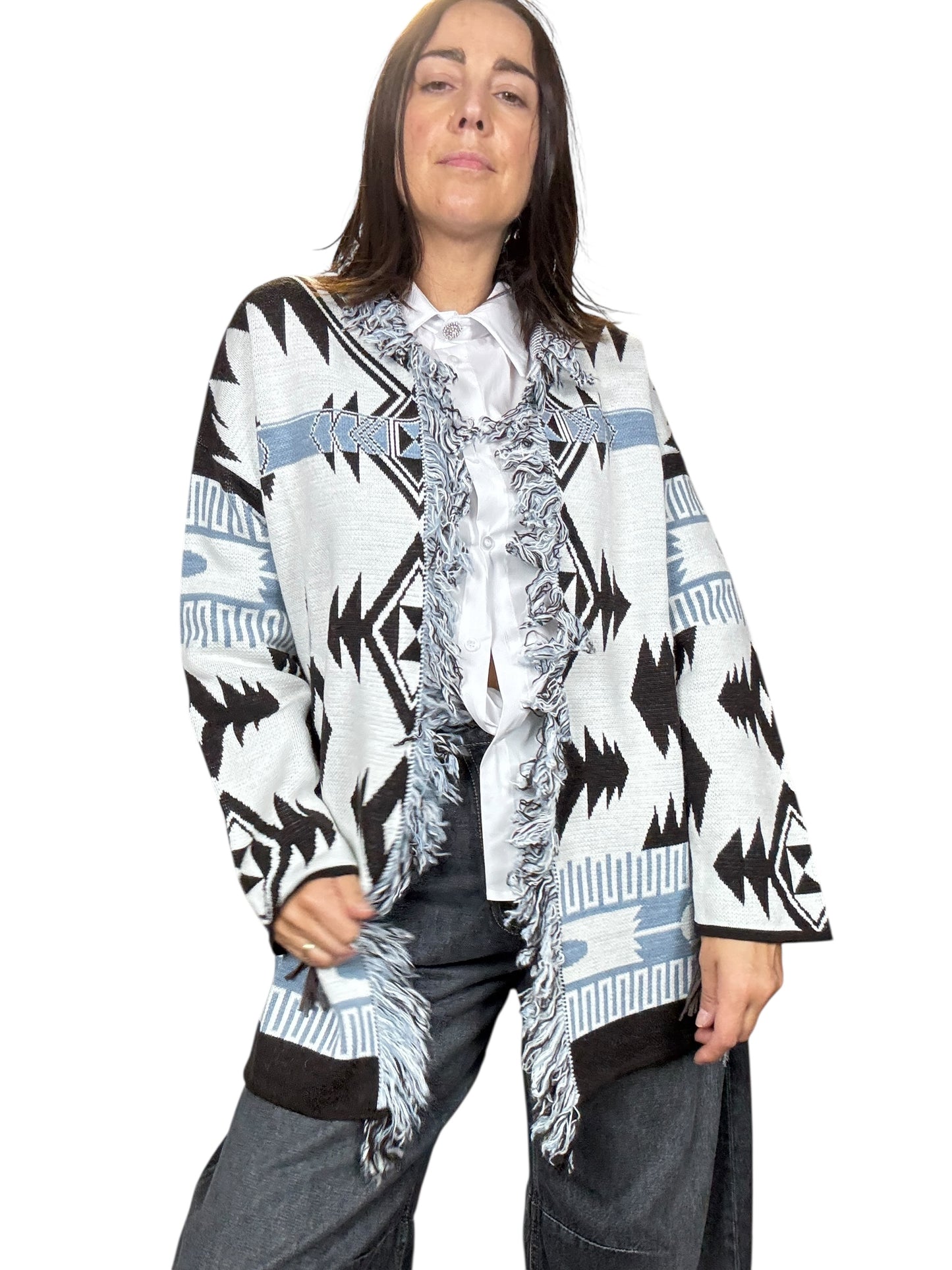 CARDIGAN ALANUI GRIGIO-AZZURRO VICOLO
