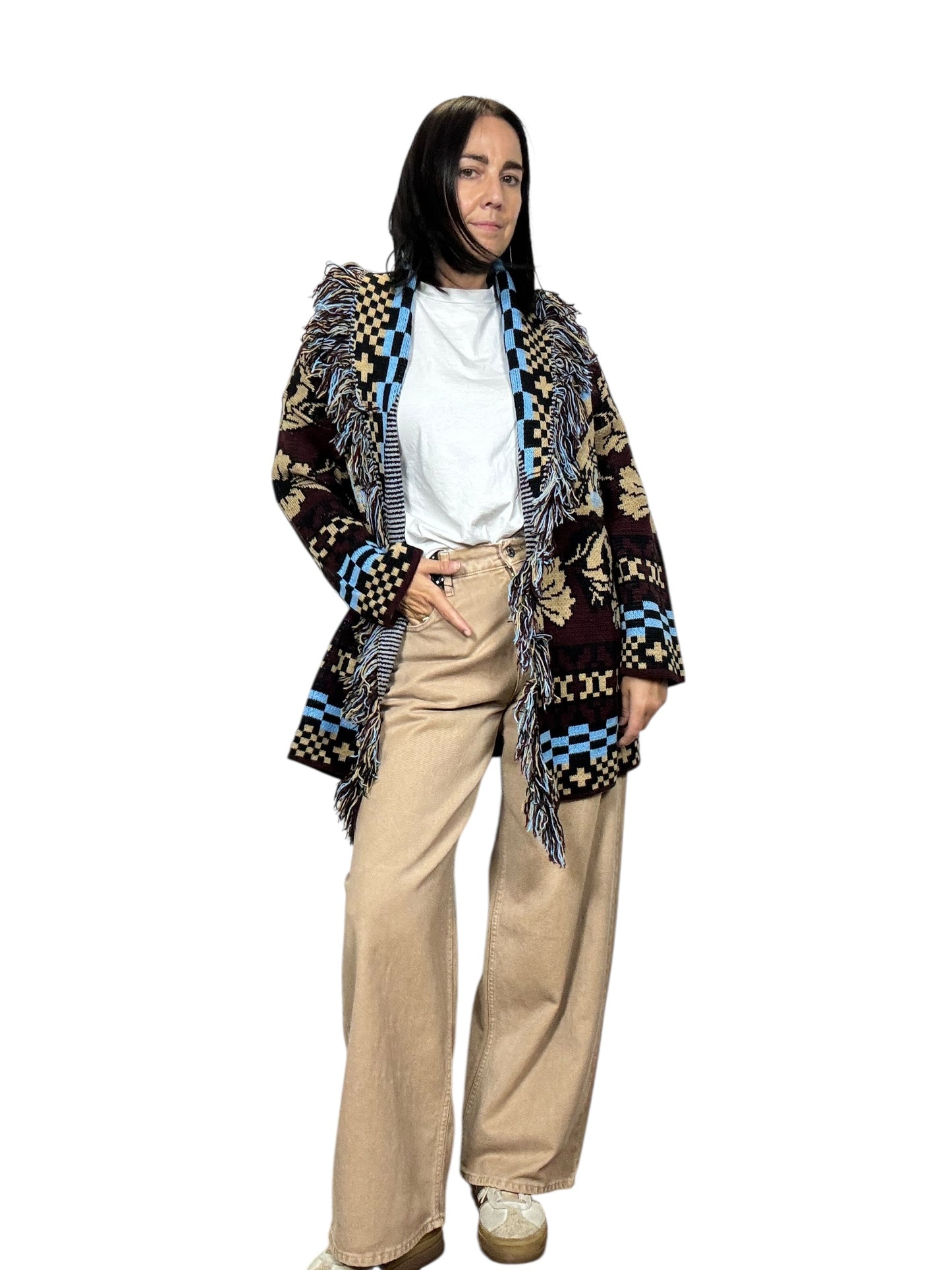 CARDIGAN ALANUI TURCHESE-BEIGE VICOLO