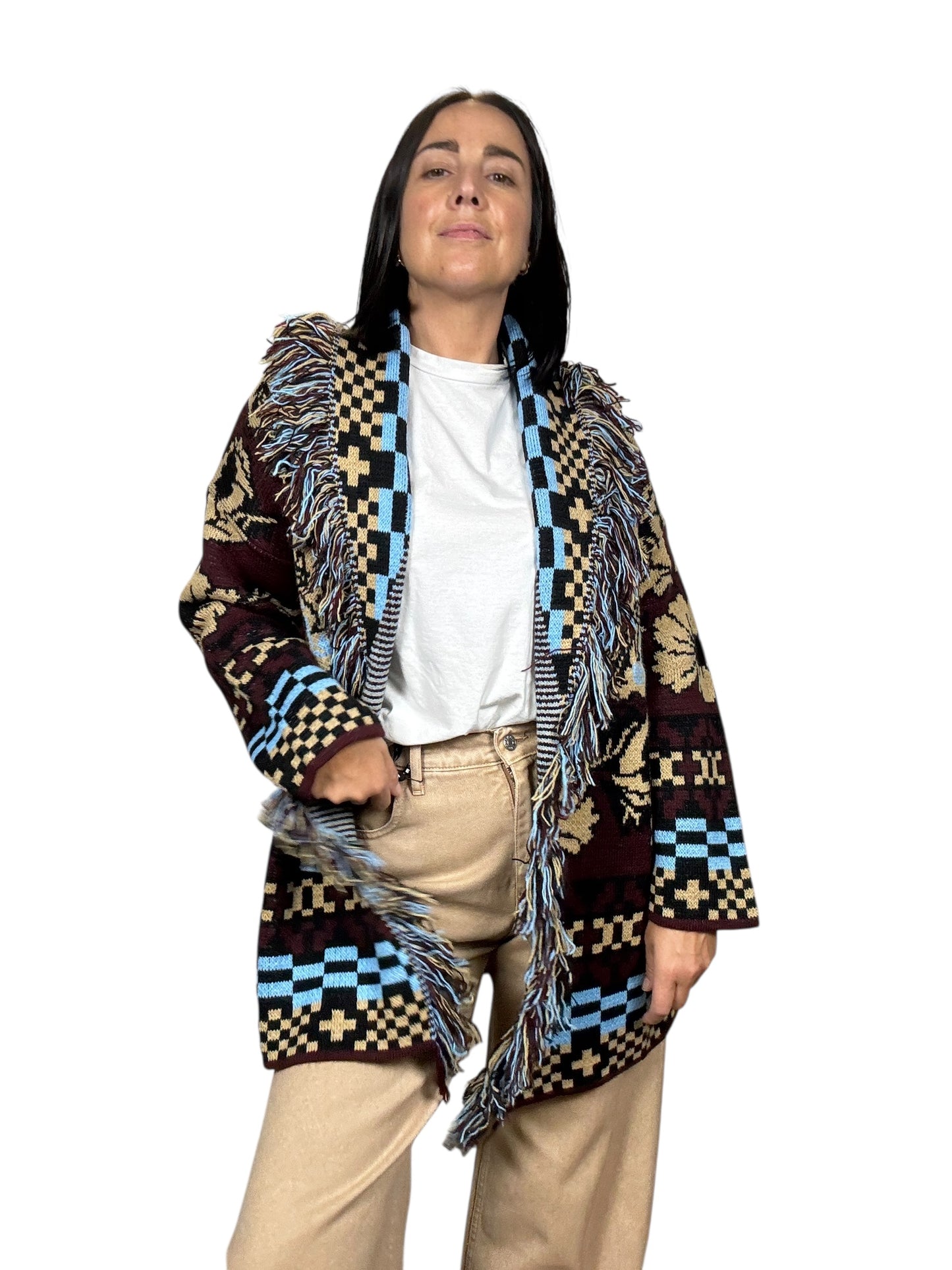 CARDIGAN ALANUI TURCHESE-BEIGE VICOLO