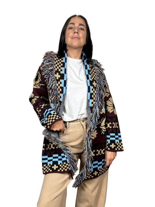 CARDIGAN ALANUI TURCHESE-BEIGE VICOLO