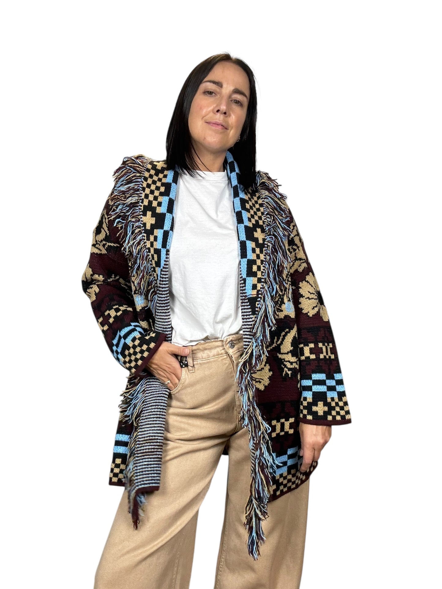 CARDIGAN ALANUI TURCHESE-BEIGE VICOLO