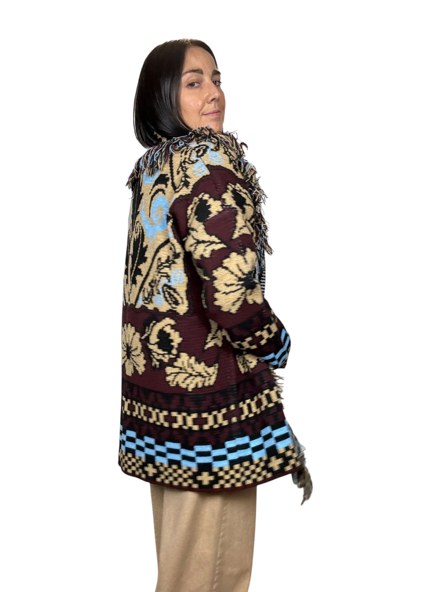 CARDIGAN ALANUI TURCHESE-BEIGE VICOLO