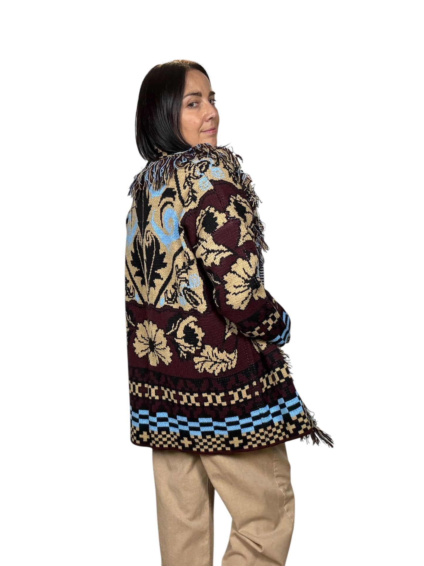 CARDIGAN ALANUI TURCHESE-BEIGE VICOLO