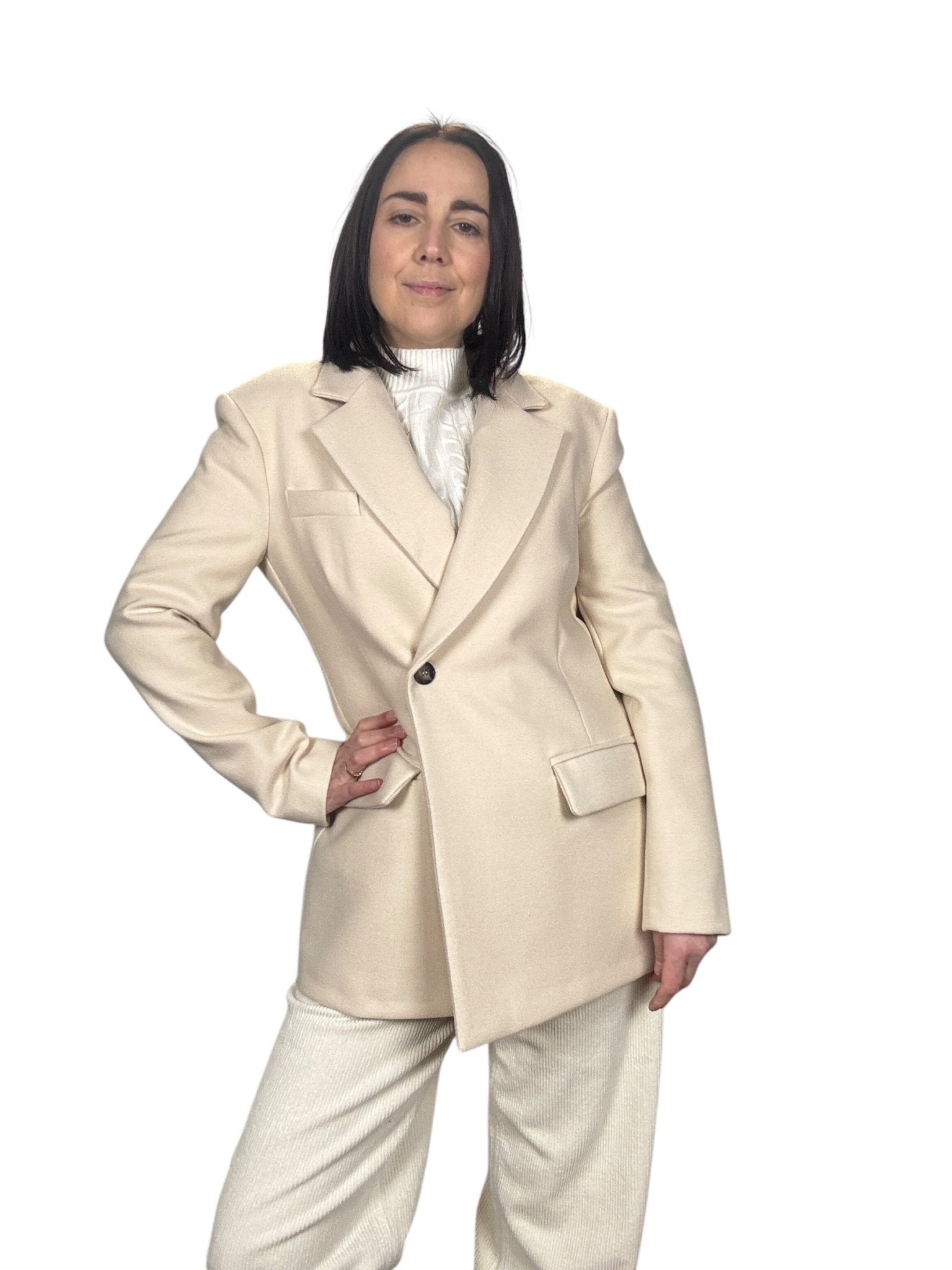 GIACCA ABBOTTONATURA ASIMMETRICA HAVEONE - XE BLU ABBIGLIAMENTO