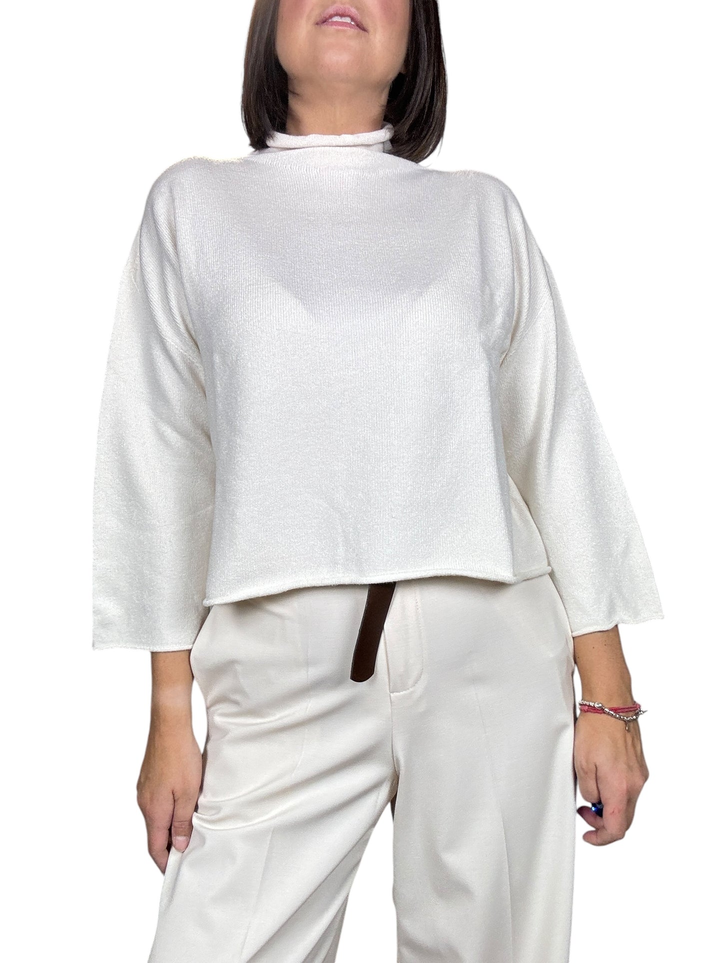 MAGLIA CROPPED COLLO CRATERE TENSIONE IN