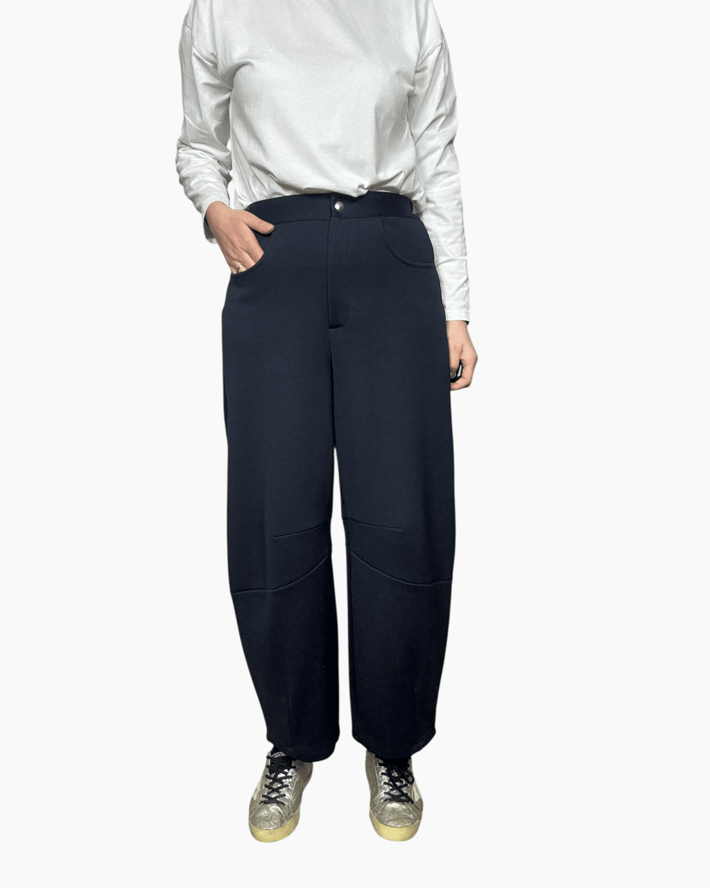 PANTALONE BARREL IN FELPA DIXIE - XE BLU ABBIGLIAMENTO
