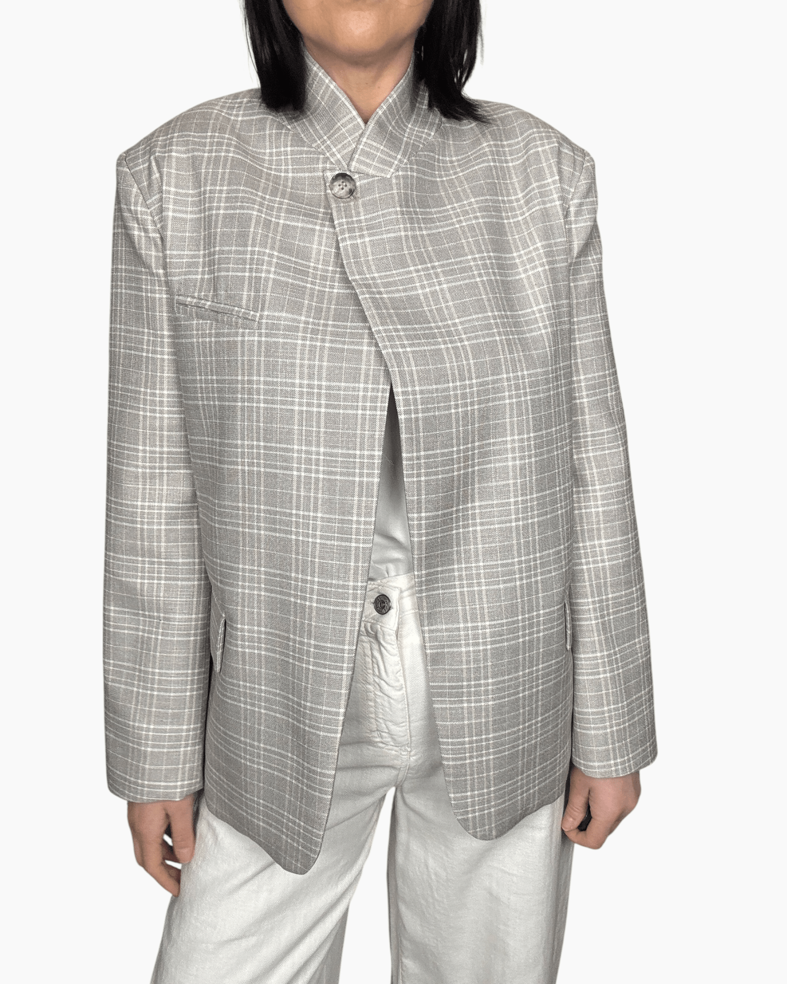 GIACCA COLLO COREANA CHECK VICOLO - XE BLU ABBIGLIAMENTO