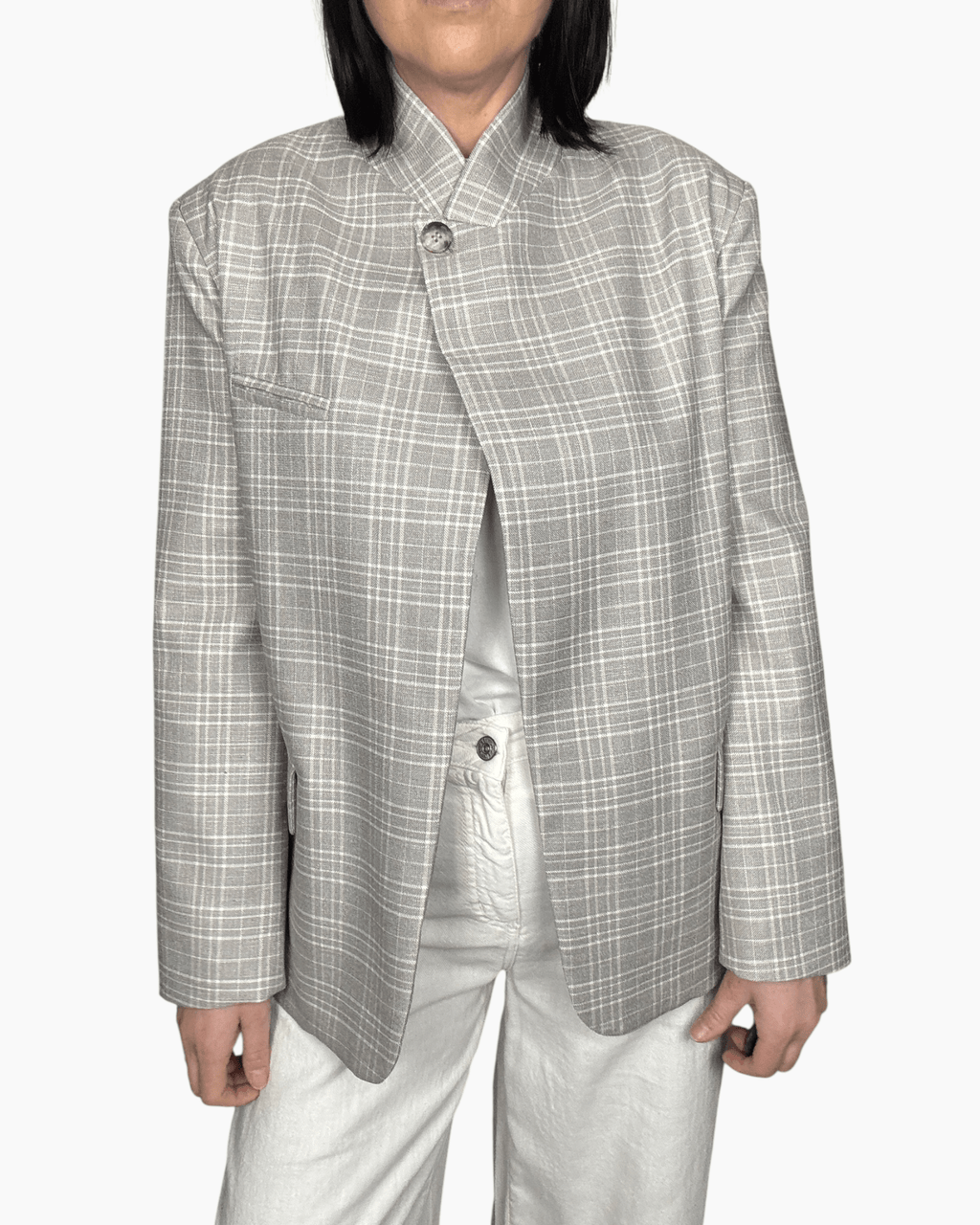 GIACCA COLLO COREANA CHECK VICOLO - XE BLU ABBIGLIAMENTO