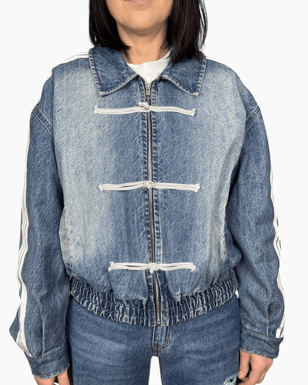 GIUBBINO IN JEANS CON ALAMARI TENSIONE IN - XE BLU ABBIGLIAMENTO