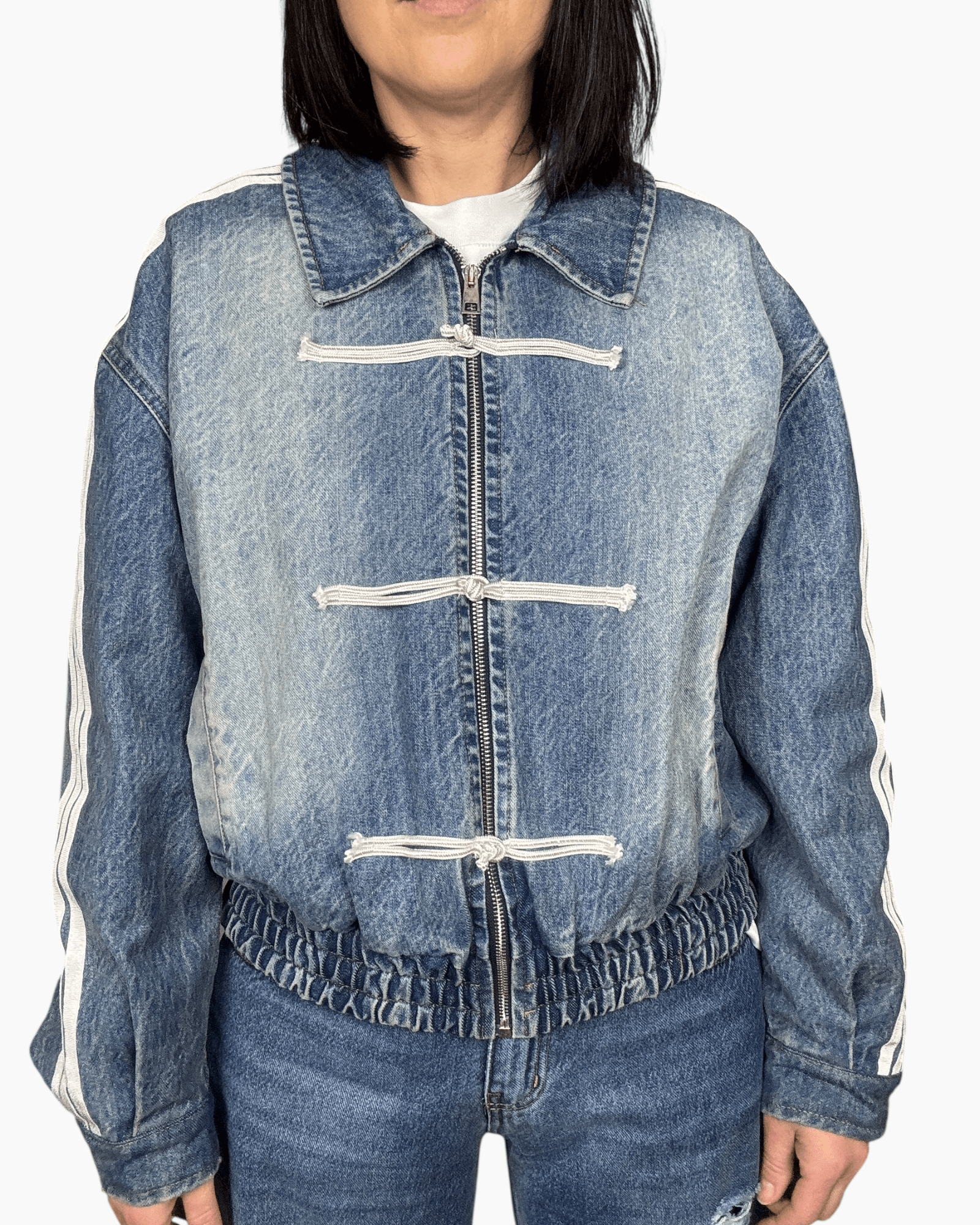 GIUBBINO IN JEANS CON ALAMARI TENSIONE IN - XE BLU ABBIGLIAMENTO