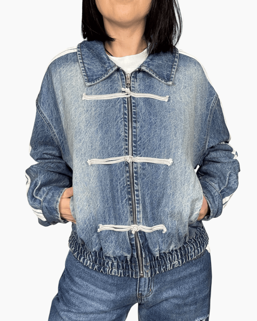 GIUBBINO IN JEANS CON ALAMARI TENSIONE IN - XE BLU ABBIGLIAMENTO