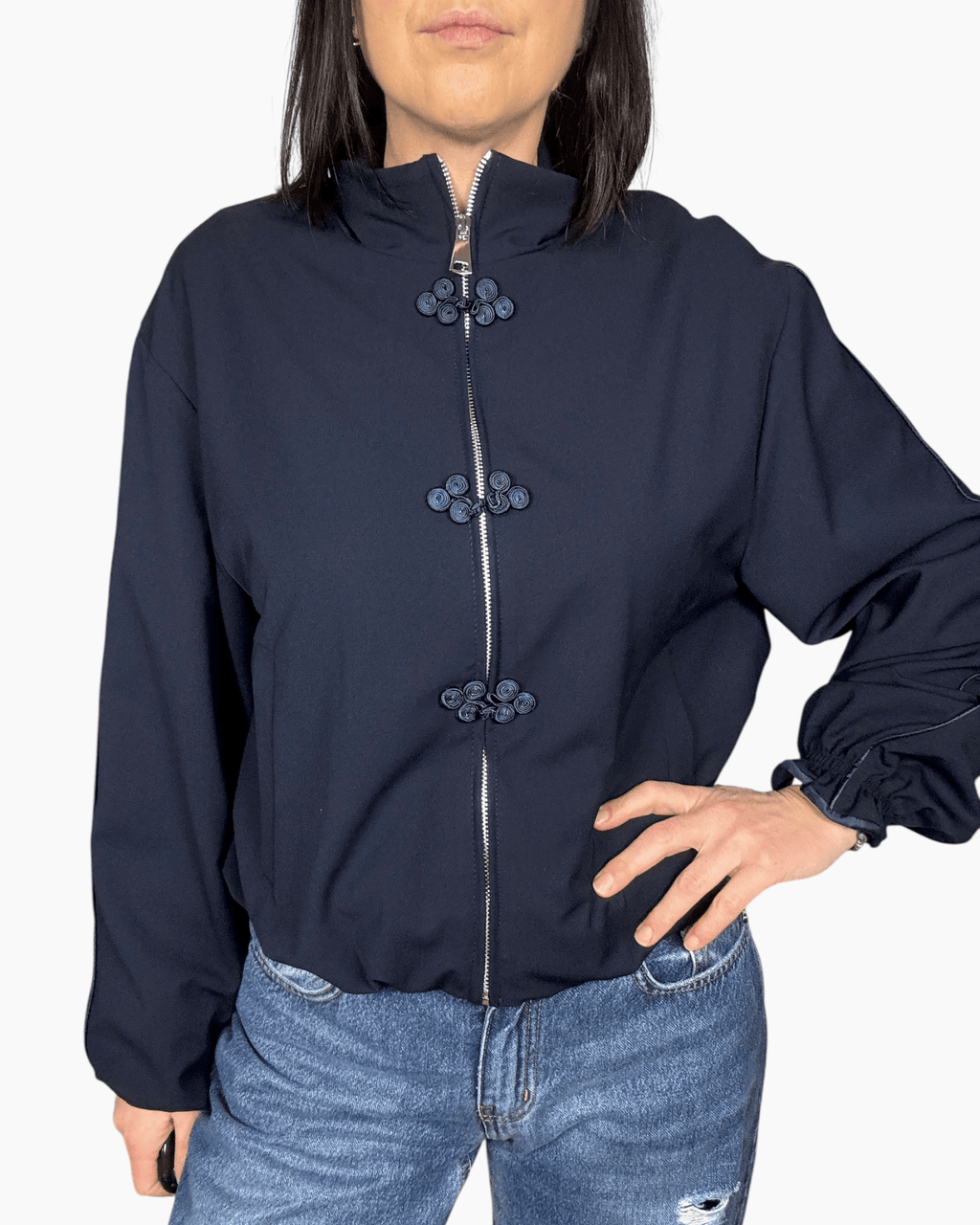 BOMBER CON ALAMARI VICOLO - XE BLU ABBIGLIAMENTO