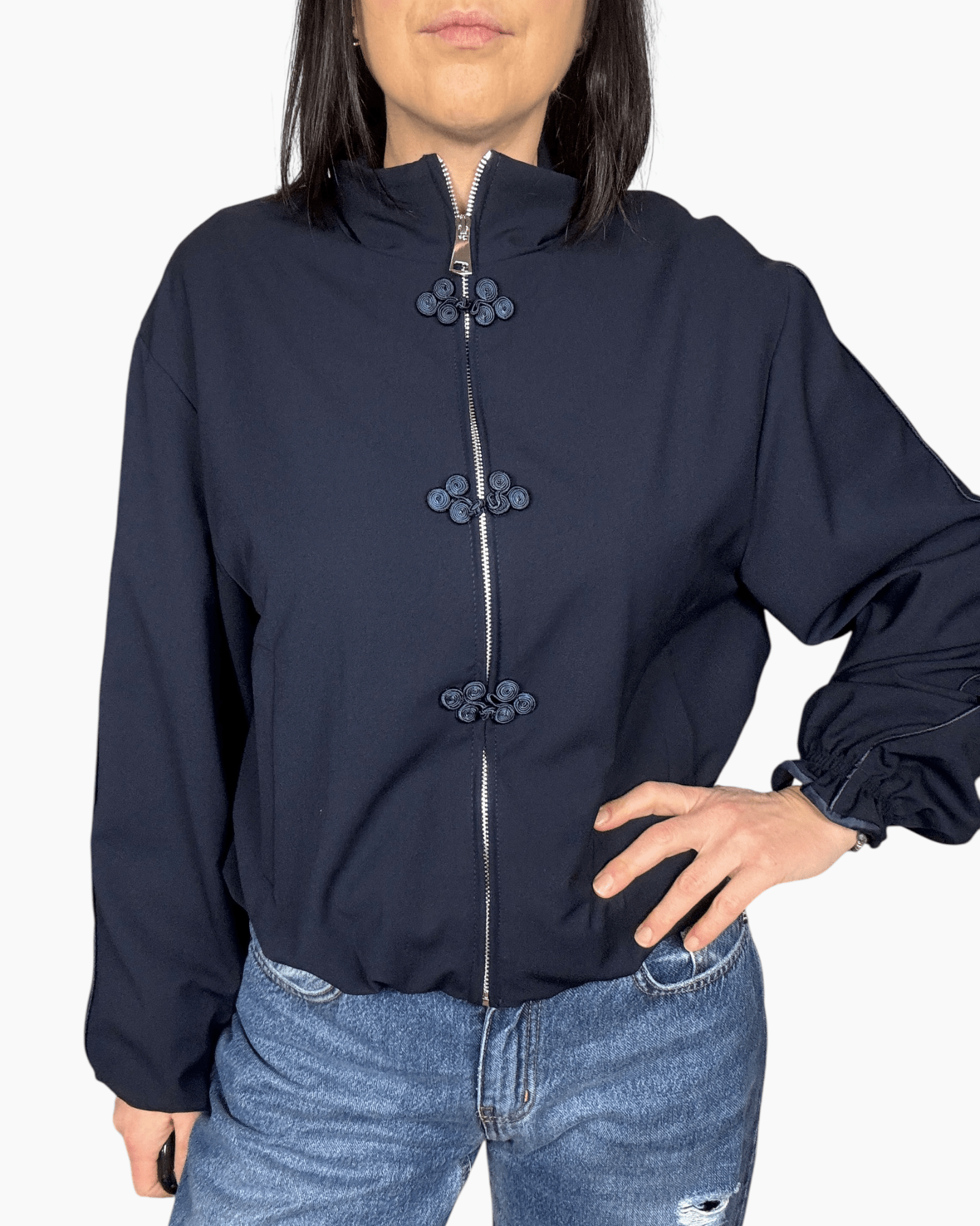 BOMBER CON ALAMARI VICOLO - XE BLU ABBIGLIAMENTO