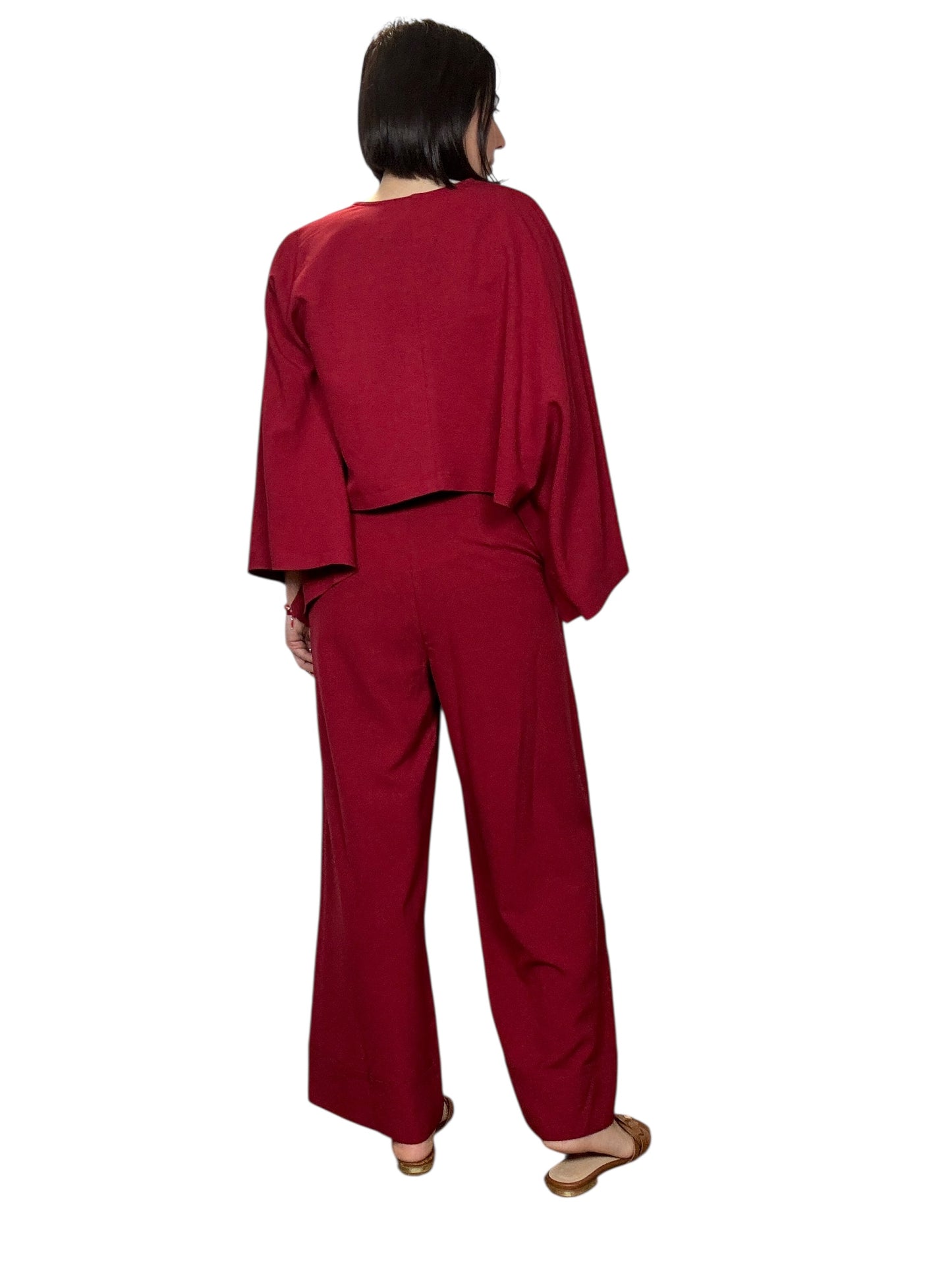 PANTALONE MISTO LINO CON RISVOLTO VICOLO
