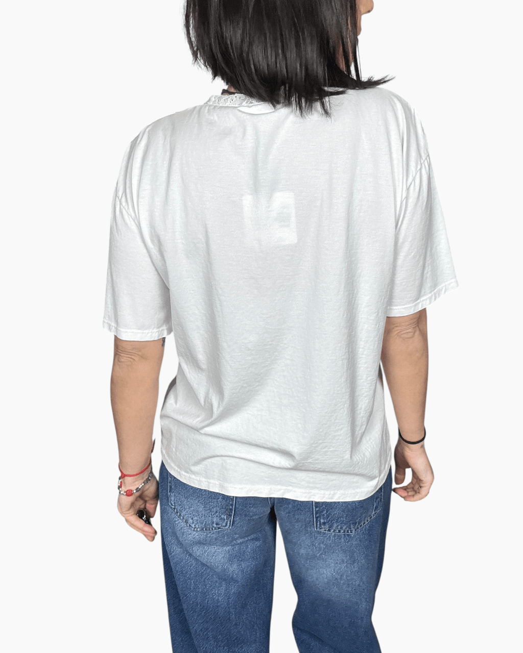 T - SHIRT STAMPA CON INSERTO IN PIZZO VICOLO - XE BLU ABBIGLIAMENTO