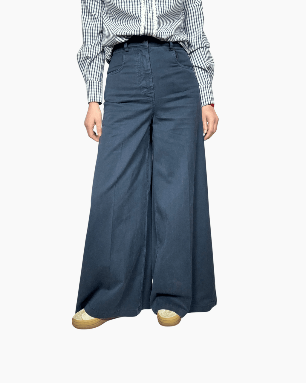 PANTALONE A PALAZZO COLORATO TENSIONE IN - XE BLU ABBIGLIAMENTO