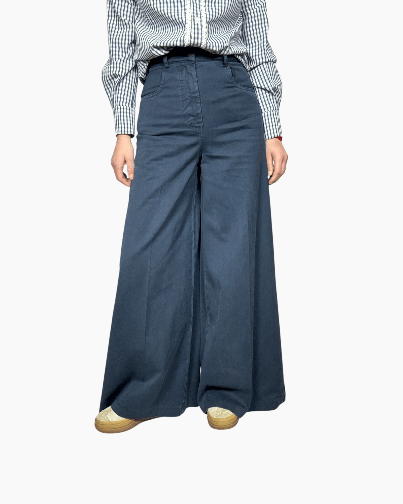 PANTALONE A PALAZZO COLORATO TENSIONE IN - XE BLU ABBIGLIAMENTO