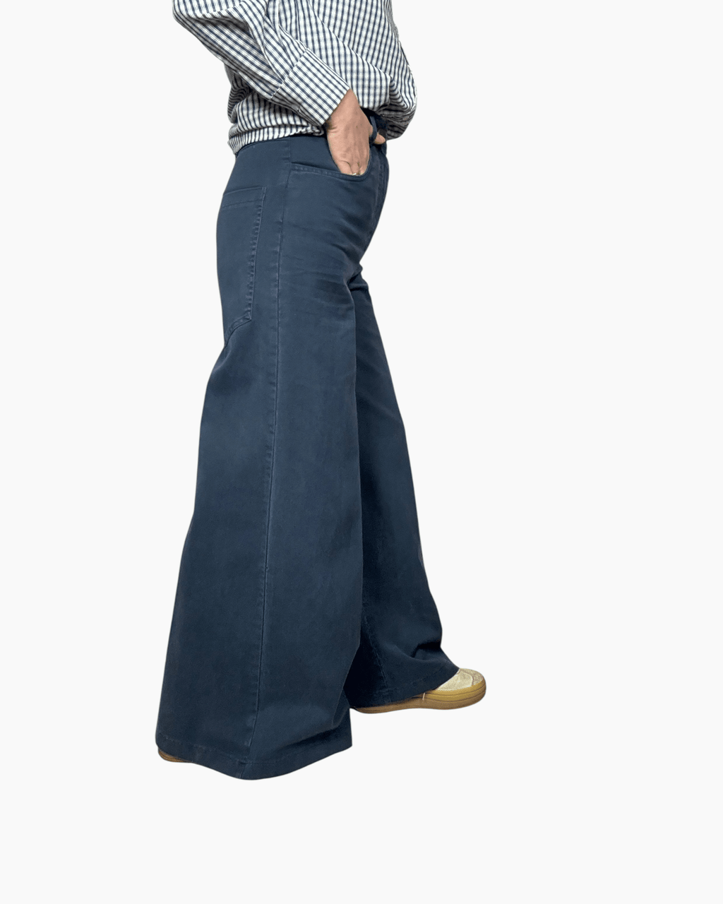 PANTALONE A PALAZZO COLORATO TENSIONE IN - XE BLU ABBIGLIAMENTO