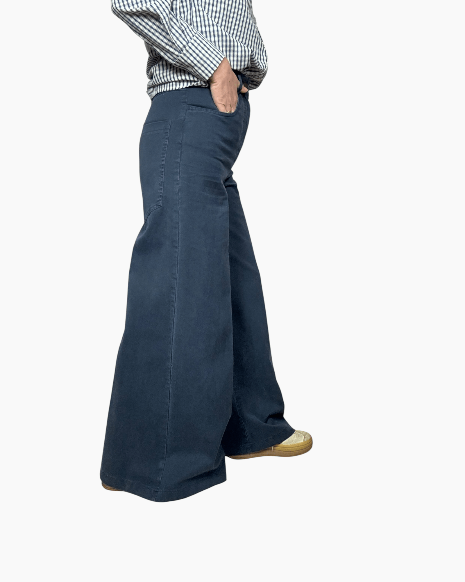 PANTALONE A PALAZZO COLORATO TENSIONE IN - XE BLU ABBIGLIAMENTO