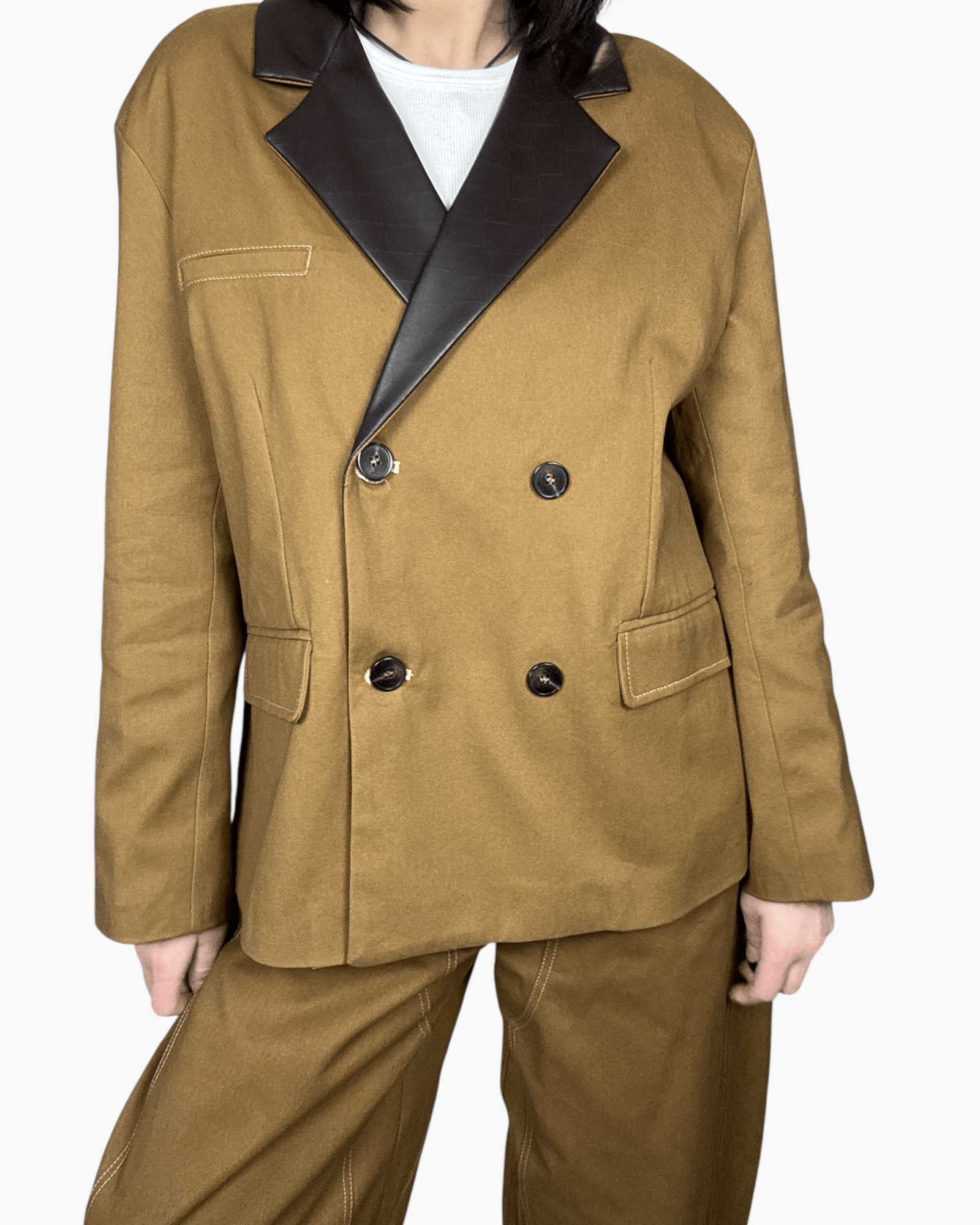 GIACCA INSERTO ECOPELLE TENSIONE IN - XE BLU ABBIGLIAMENTO