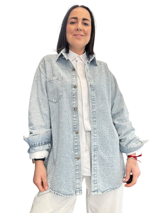 GIACCA-CAMICIA IN DENIM CON MICRO STRASS SUSY MIX