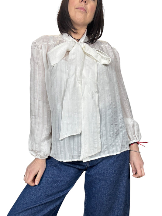 CAMICIA GESSATA TONO SU TONO CON FIOCCO SUSY MIX