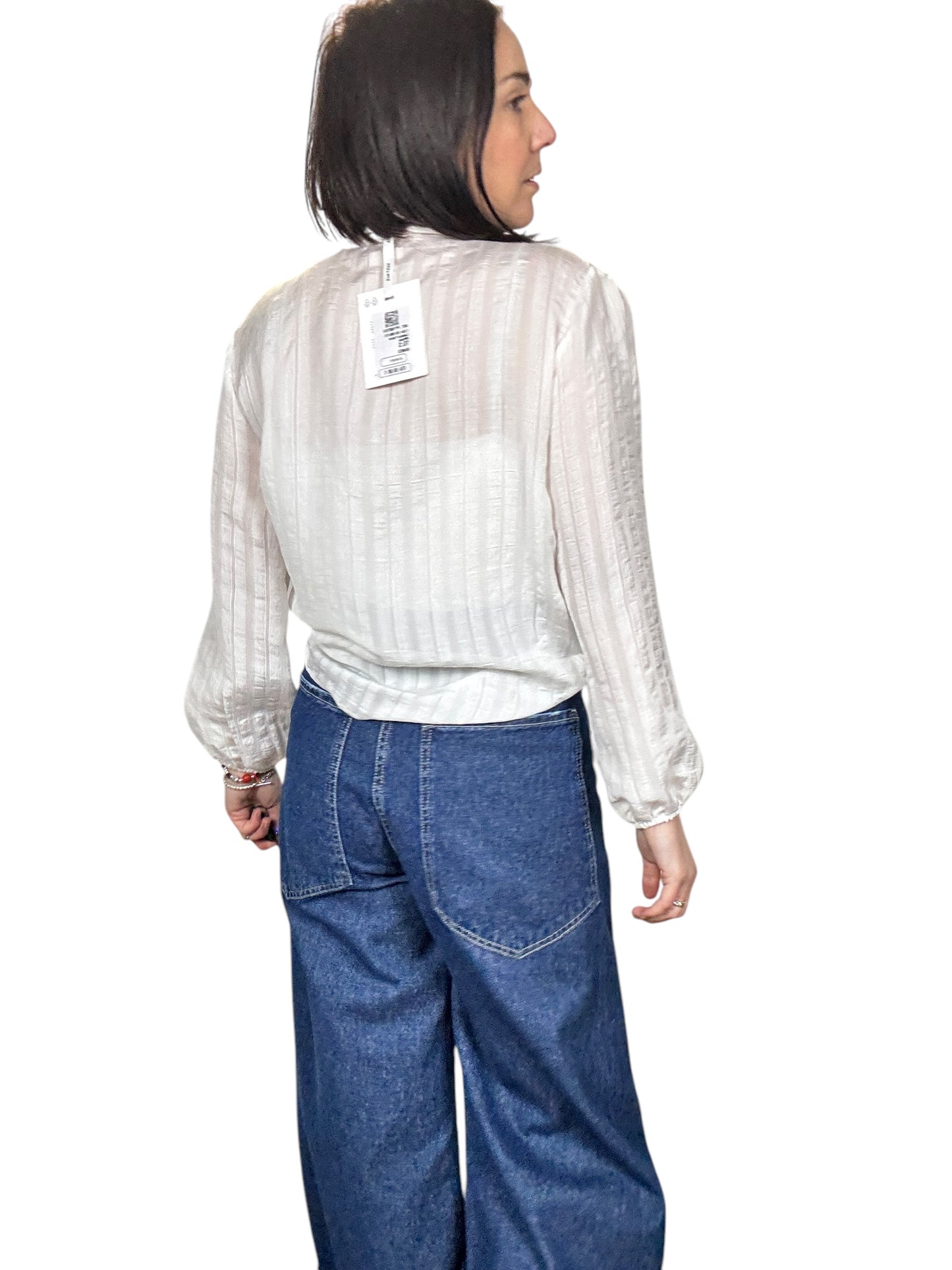CAMICIA GESSATA TONO SU TONO CON FIOCCO SUSY MIX