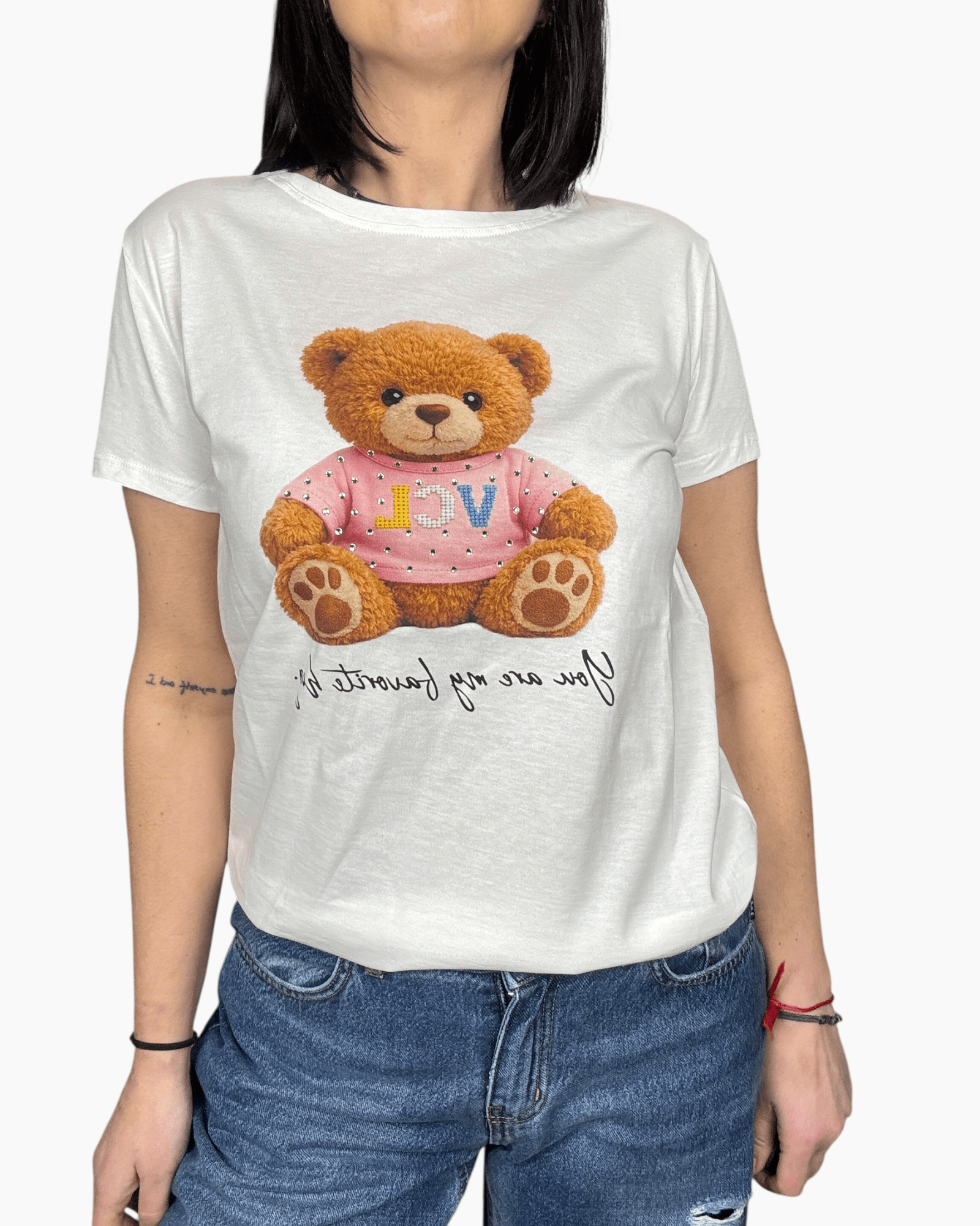T - SHIRT ORSO MAGLIETTA ROSA VICOLO - XE BLU ABBIGLIAMENTO