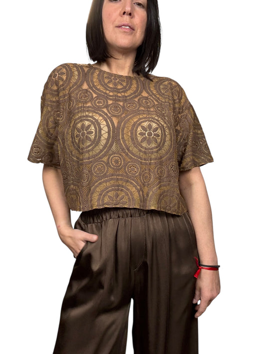 CAMICIA CROPPED PIZZO HAVEONE