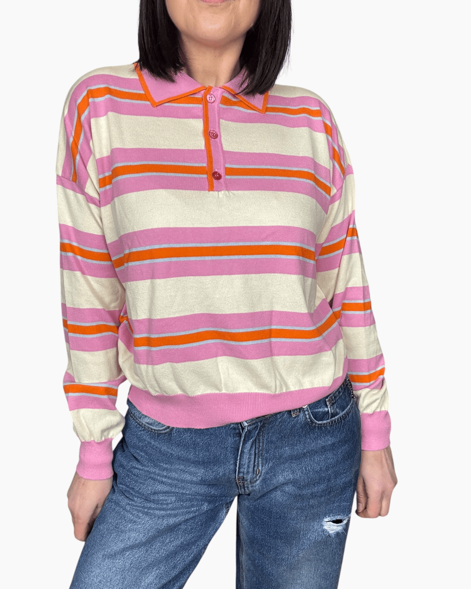 POLO A RIGHE IN COTONE VICOLO - XE BLU ABBIGLIAMENTO