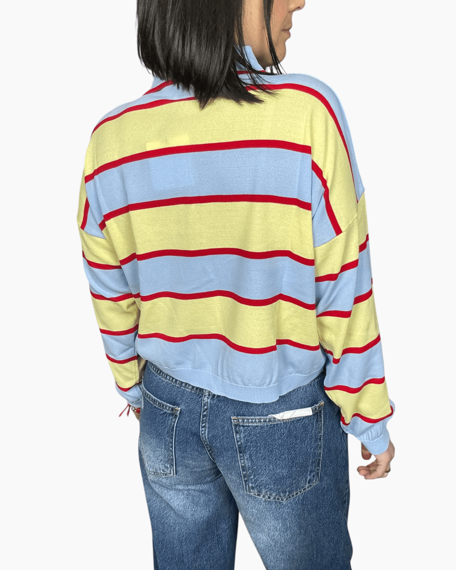 POLO A RIGHE FLUIDA VICOLO - XE BLU ABBIGLIAMENTO