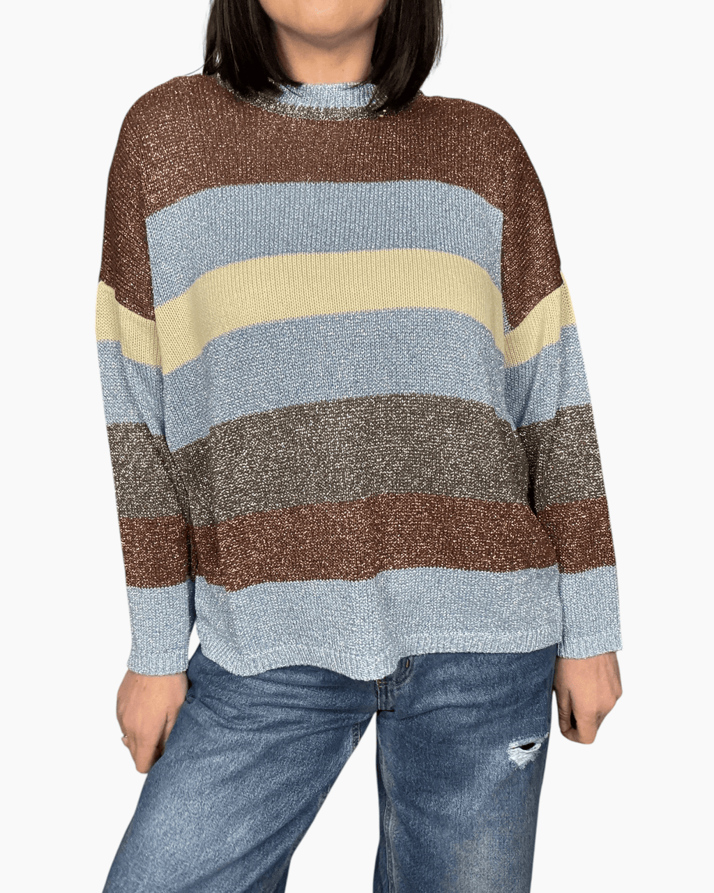 MAGLIA A RIGHE IN LUREX KONTATTO - XE BLU ABBIGLIAMENTO