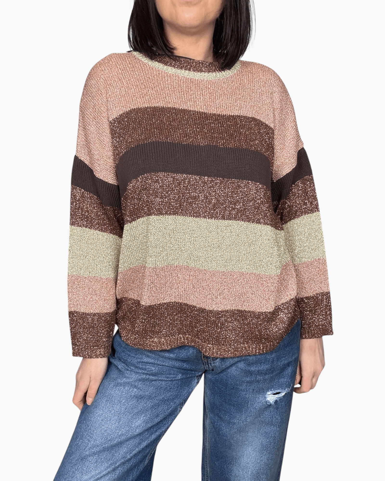 MAGLIA A RIGHE IN LUREX KONTATTO - XE BLU ABBIGLIAMENTO