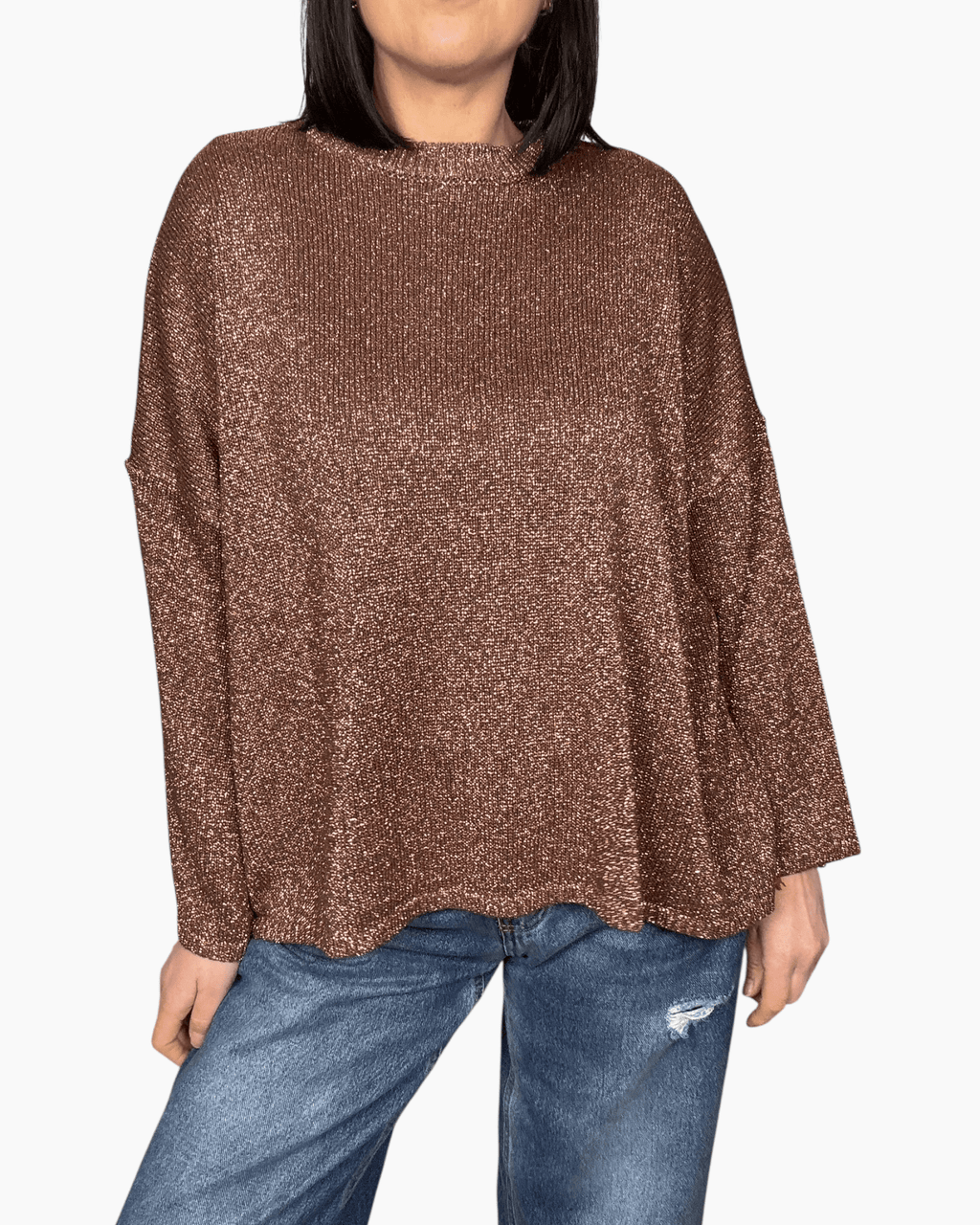 MAGLIA IN LUREX TINTA UNITA KONTATTO - XE BLU ABBIGLIAMENTO