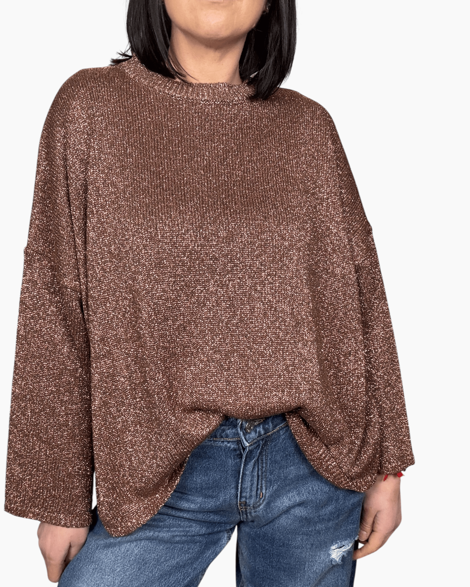 MAGLIA IN LUREX TINTA UNITA KONTATTO - XE BLU ABBIGLIAMENTO