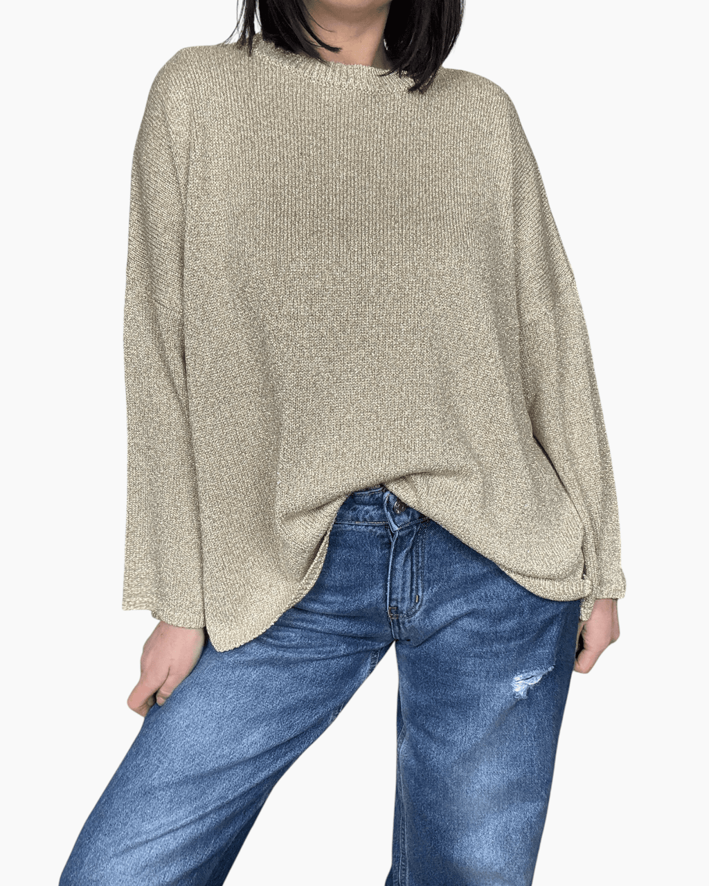 MAGLIA IN LUREX TINTA UNITA KONTATTO - XE BLU ABBIGLIAMENTO