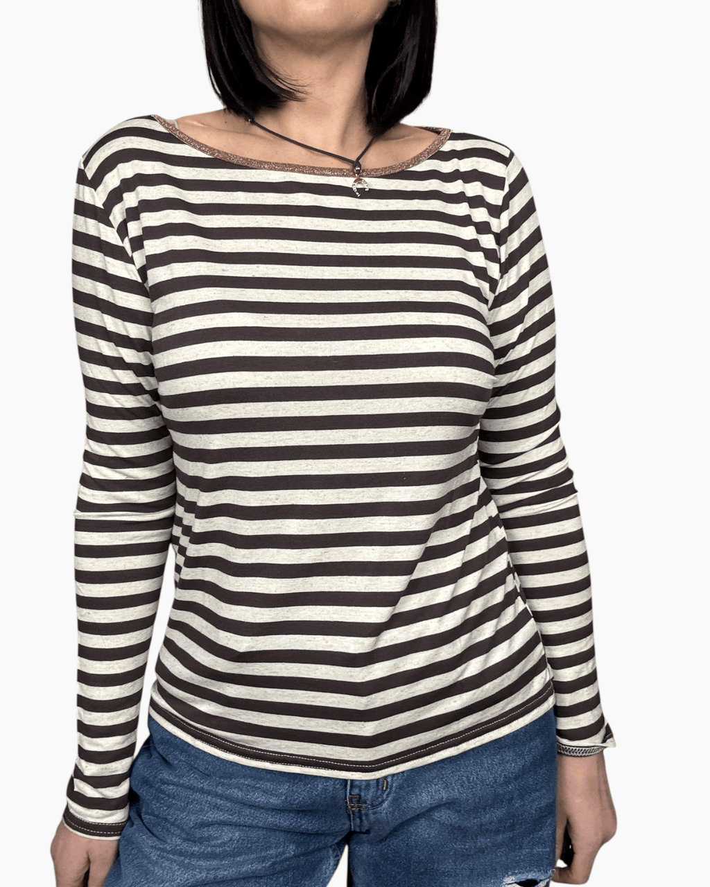 MAGLIETTA RIGATA CON PROFILO SUSY MIX - XE BLU ABBIGLIAMENTO