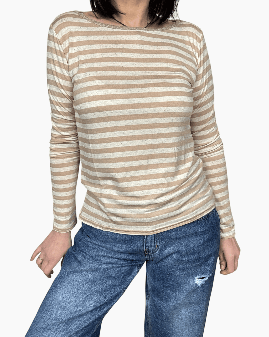 MAGLIETTA RIGATA CON PROFILO SUSY MIX - XE BLU ABBIGLIAMENTO