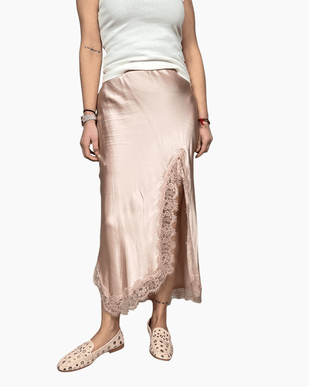 GONNA IN RASO CON PIZZO SUSY MIX - XE BLU ABBIGLIAMENTO