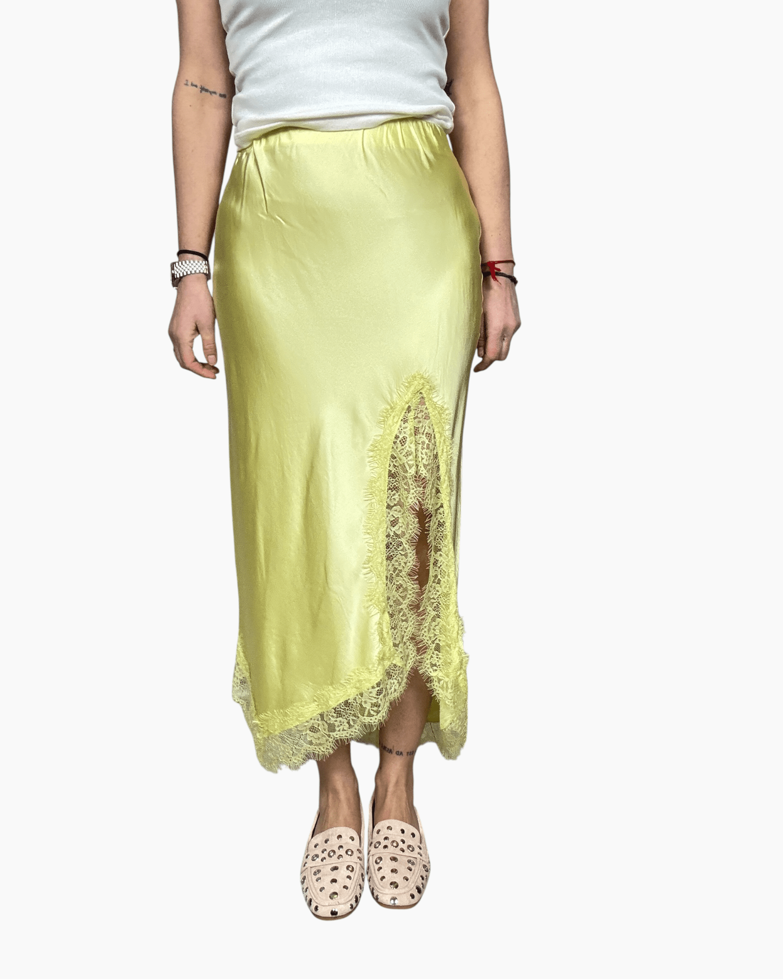 GONNA IN RASO CON PIZZO SUSY MIX - XE BLU ABBIGLIAMENTO