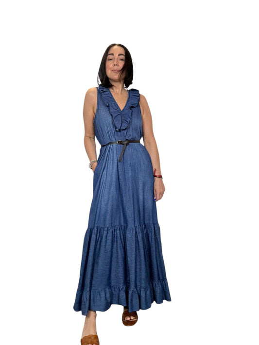 ABITO CON VOLANT IN CHAMBRAY SUSY MIX