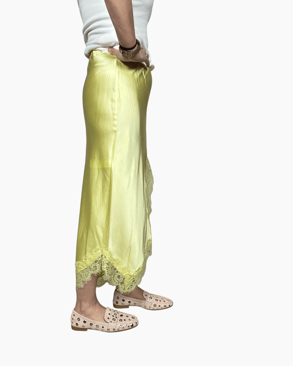 GONNA IN RASO CON PIZZO SUSY MIX - XE BLU ABBIGLIAMENTO