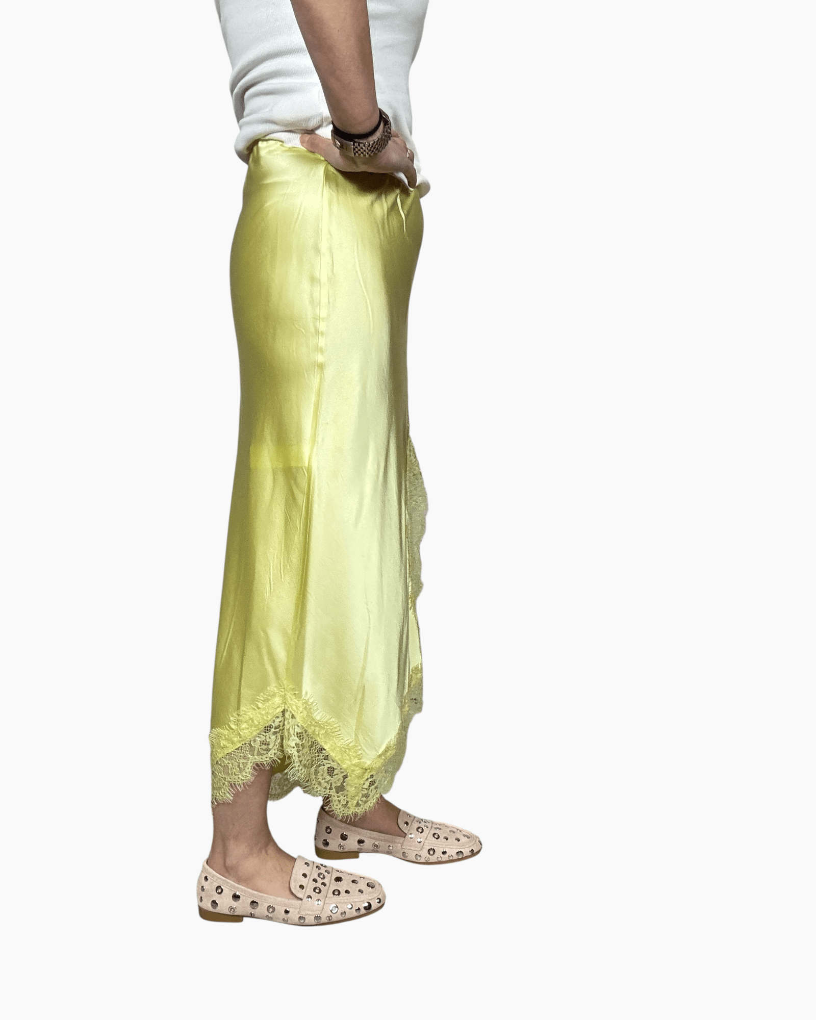 GONNA IN RASO CON PIZZO SUSY MIX - XE BLU ABBIGLIAMENTO